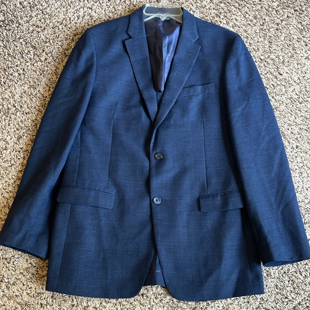 Tommy Hilfiger Wool Blend Navy Blue Windowpane Blazer Size 42R
